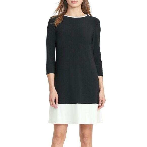 New! RALPH LAUREN Women's Colorblock Jersey Shift Dress 3/4 Sleeve - Picture 2 of 7